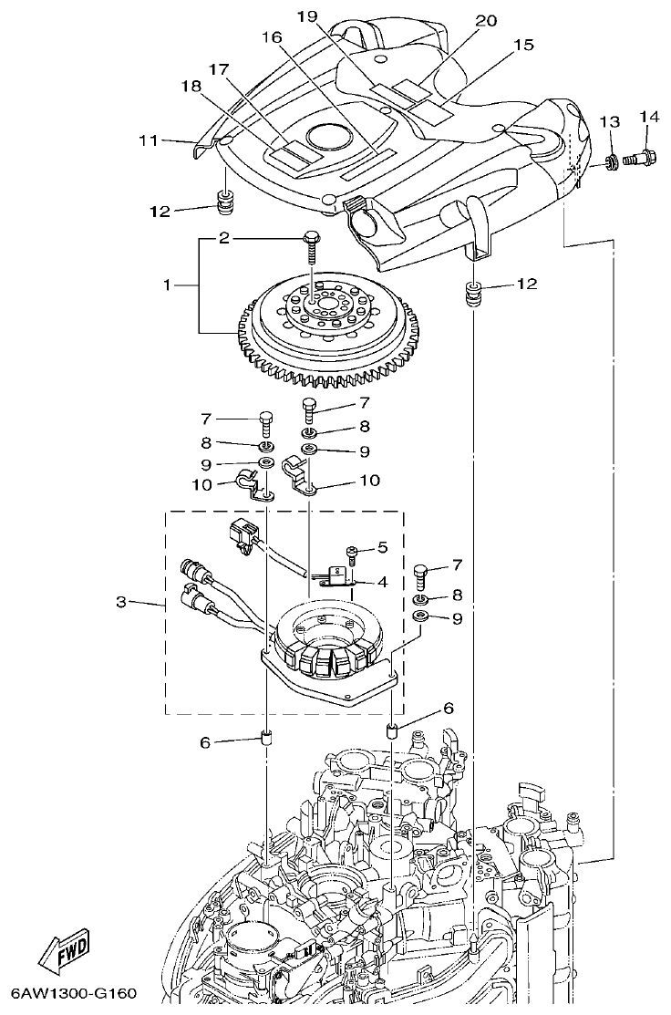 Yamaha F350AET, FL350AET GENERATOR parts diagram